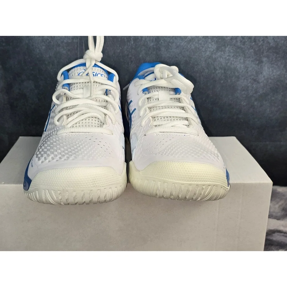 NWOT Asics Gel-Challenger 14 White Blue Tennis Court Shoes Womens 8.5